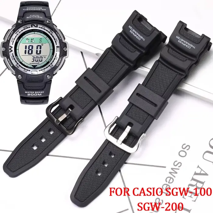 Bracelet de montre en résine pour Casio SGW-100-1V SGW-200 série Concave sport