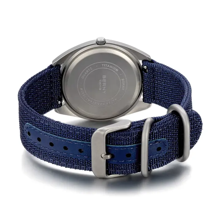 BERNY montre en titane pour hommes cadran géométrique revêtement AR saphir accrocheur multicolore toile lumineuse