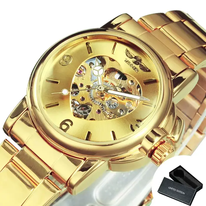 WINNER – montre mécanique automatique pour femmes, élégante, marque de luxe, squelette doré, bracele