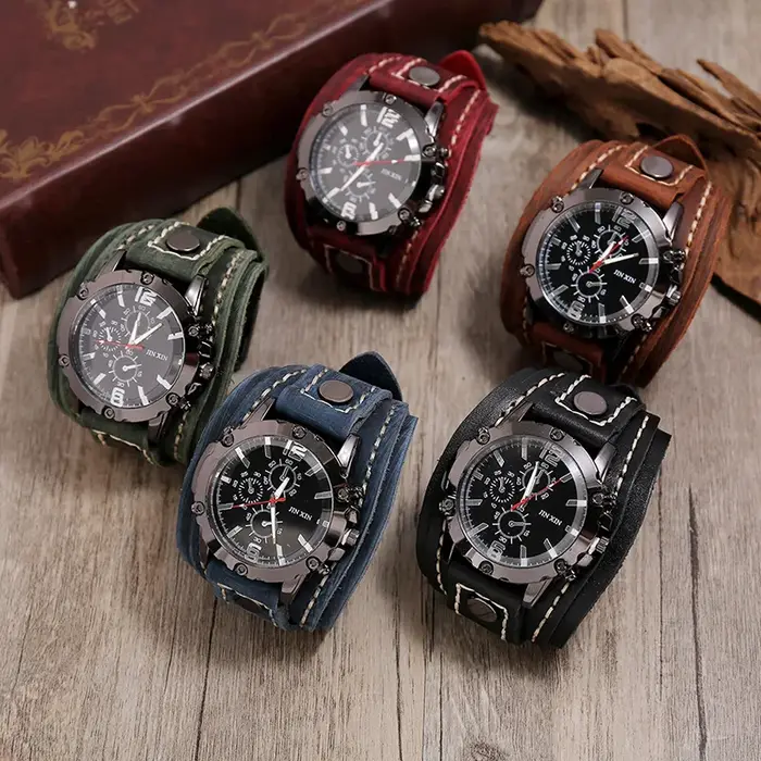 Montres à Quartz pour hommes montre-Bracelet de luxe 2024 bracelet en peau de vache montre de Style 