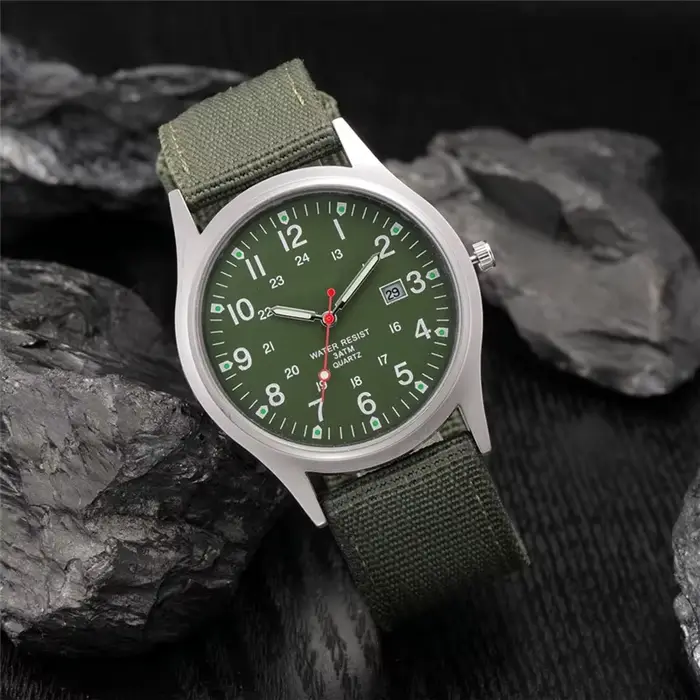 Montre Homme garçons marque montres pas cher hommes mode décontracté bracelet en Nylon sport militaire Date Quartz Montre-bracelet noir Reloj Hombre
