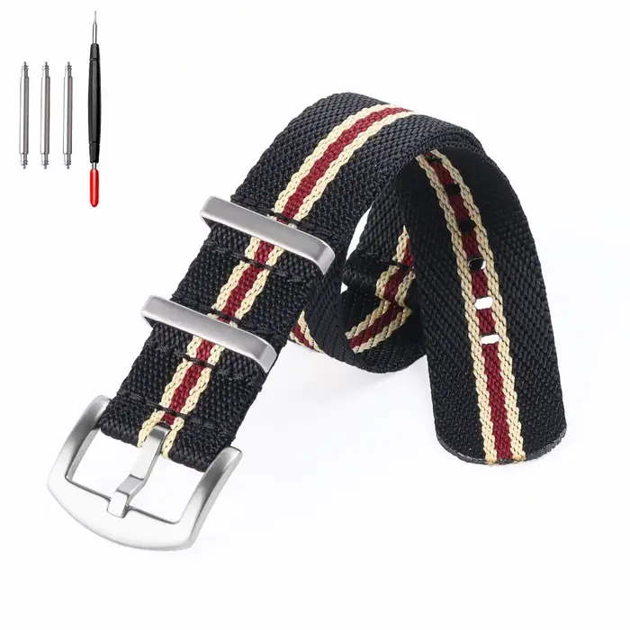 Bracelet militaire premium en nylon pour homme et femme 18 20 22mm avec 7 couleurs pour montres traditionnelles occasions spéciales