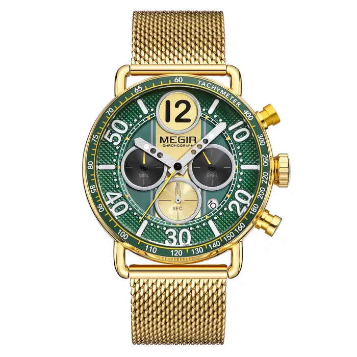 MEGIR homme d'affaires montre-bracelet Date chronographe étanche lumineux luxe hommes montre en acie