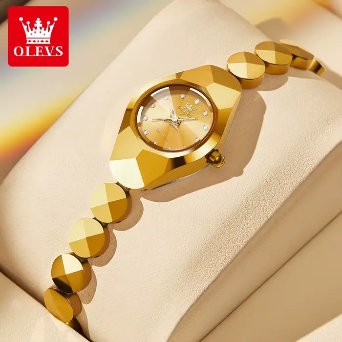 OLEVS 7007 montre à Quartz originale pour femmes miroir rhombique étanche dames montre-bracelet bracelet en acier