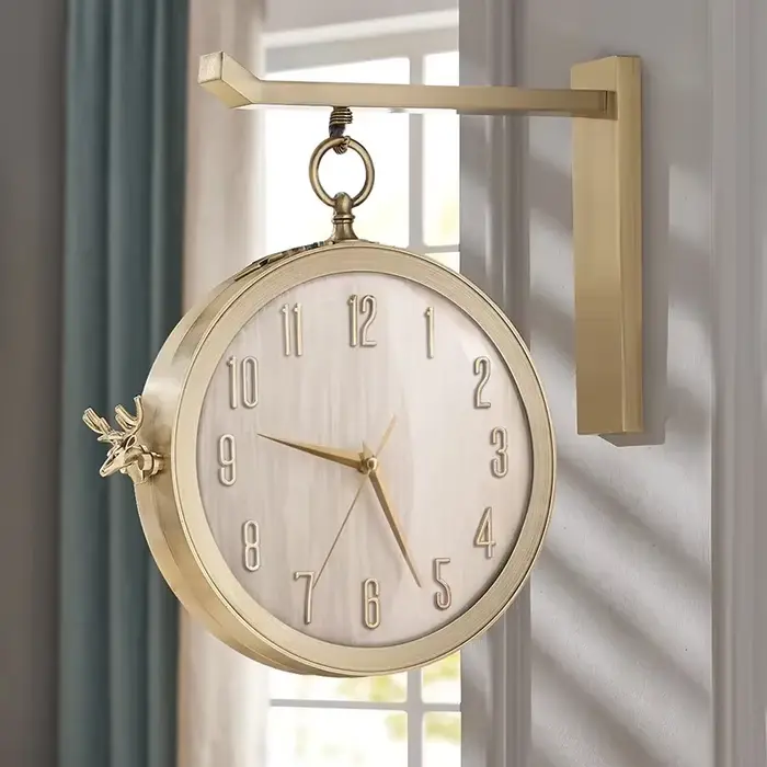 Horloge murale double face pour salon