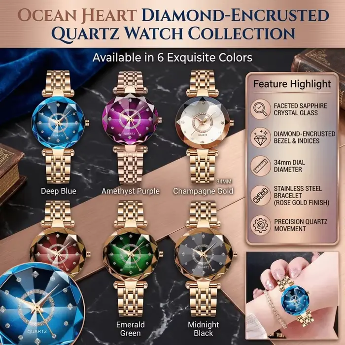 Montre élégante Ocean Star en acier inoxydable