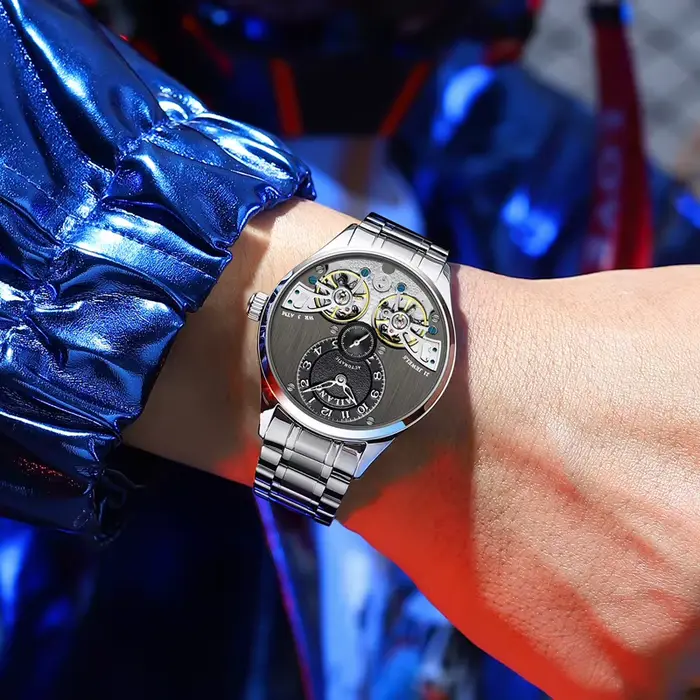 AILANG 2026 nouvelle montre de luxe Double Tourbillon hommes montres mécaniques en acier inoxydable