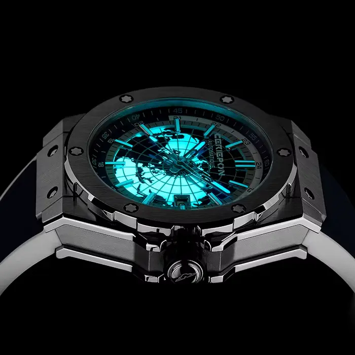 Montre mécanique pour hommes mode militaire Sport analogique montre-bracelet automatique avec bracelet en Silicone en acier inoxydable étanche Reloj