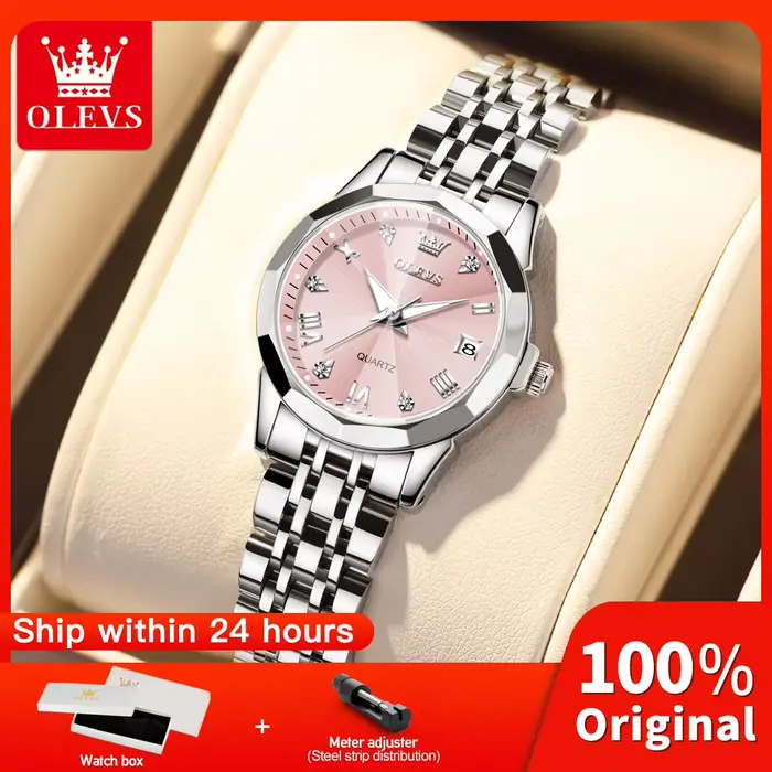 Montre élégante pour femmes en acier inoxydable avec mouvement Quartz, résistance à l'eau, design lumineux et personnalisation de couleur
