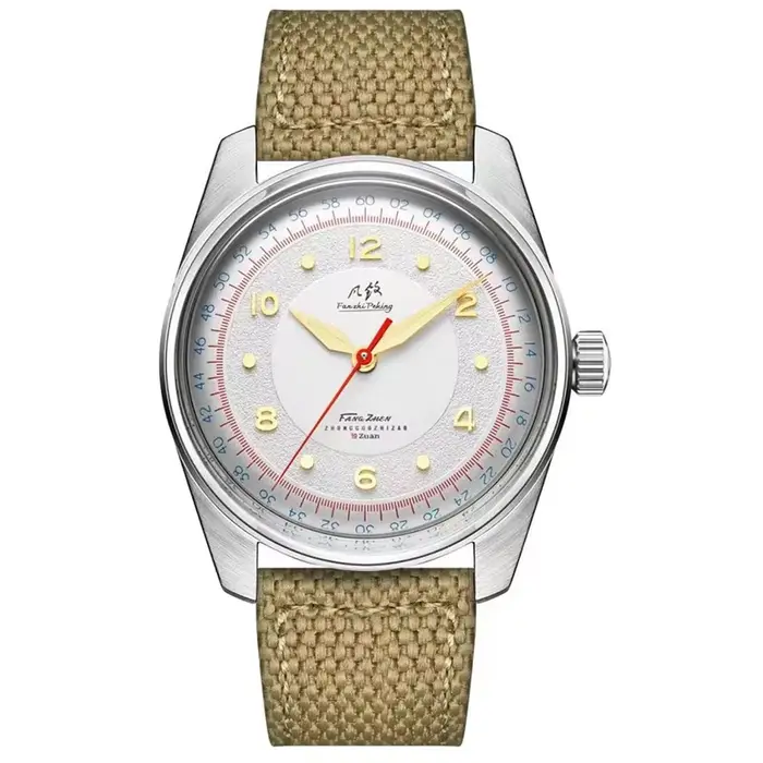 Merkur-Montre mécanique vintage pour homme, bracelet en toile 38mm, cadran classique, série Top Hill