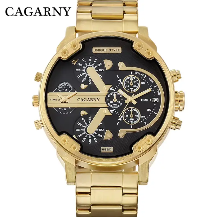 Montre classique hommes Top marque de luxe bracelet en acier doré grand cadran montres à Quartz homme mâle horloge Relogio Masculino livraison directe