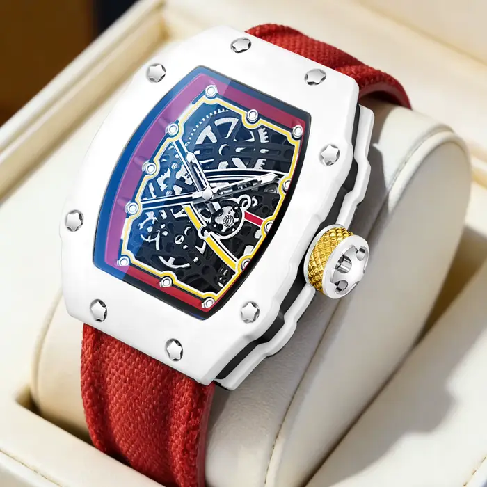 Montre à quartz Tonneau Design pour homme