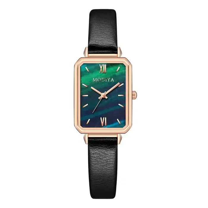 Dames Rectangle montre-Bracelet rétro échelle cadran Bracelet en cuir montre femmes élégant analogique Quartz montres pour cadeau