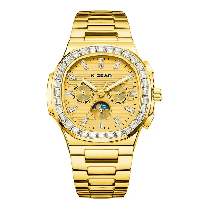 Montre-bracelet automatique Fashion Square X-GEAR avec mouvement automatique et bracelet en acier inoxydable pour homme occasions spéciales et tous les jours