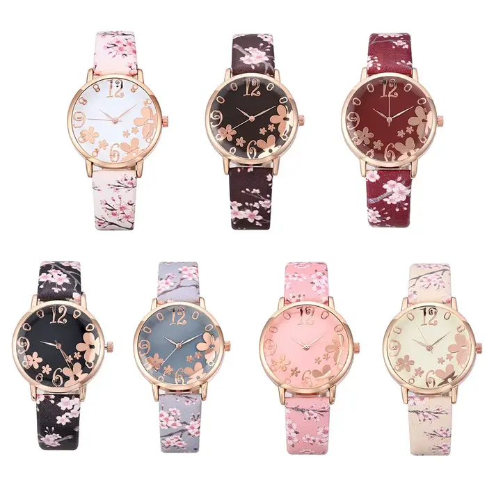 Montre pour femmes avec des fleurs colorées