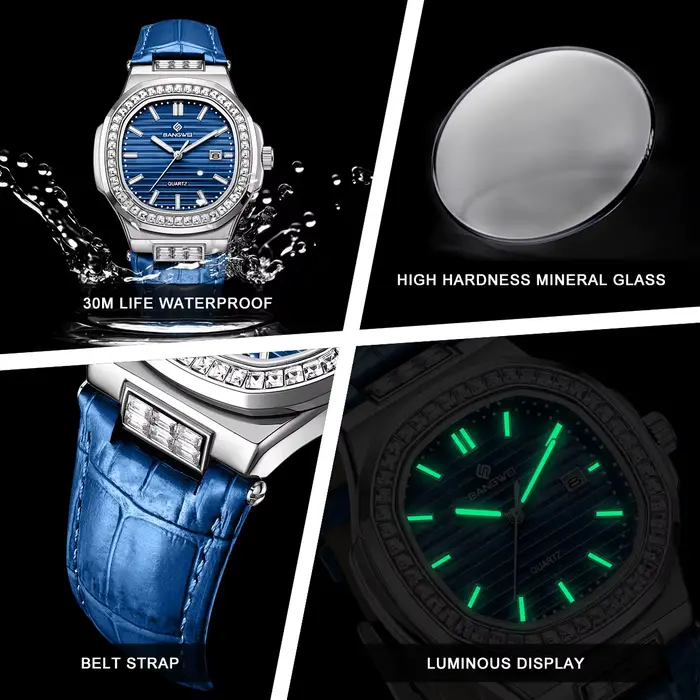 Montres Bangwei Luxe pour Hommes et Femmes Montres Bracelets à Quartz Lumineuses Étanches Occasions Spéciales