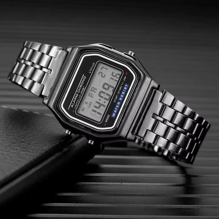 Mode numérique hommes montres de luxe en acier inoxydable lien Bracelet montre-Bracelet affaires électronique mâle horloge Reloj Hombre