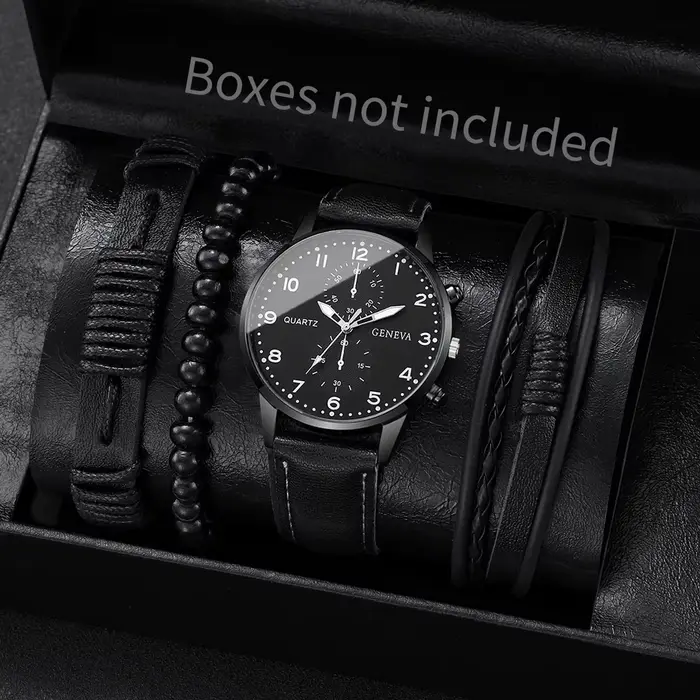 4/5 pièces mode hommes montres homme d'affaires Quartz montre-bracelet Vintage en cuir Bracelets ensemble Reloj Hombre (sans boîte)