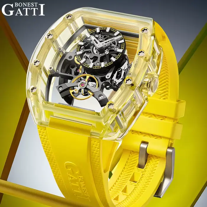 BONEST GATTI nouvelle marque supérieure montre-bracelet mécanique pour hommes montre automatique Tonneau boîtier en