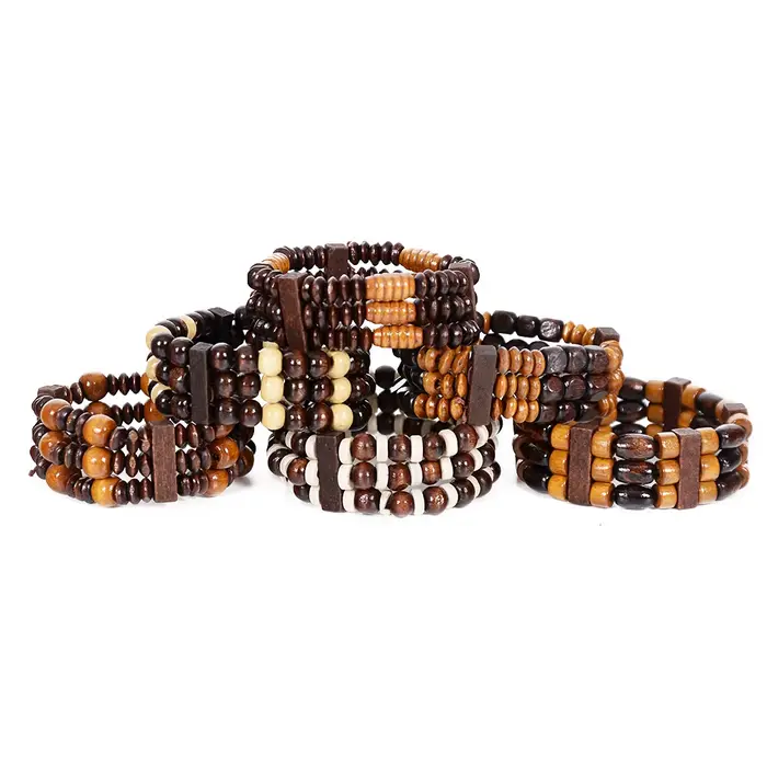 Bracelet de prière en bois pour hommes et femmes, perles multicouches, bouddhiste tibétain, bouddha,
