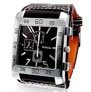 Montre-bracelet carrée à quartz pour femme large bracelet cuir élégante mode décontracté occasions spéciales femmes