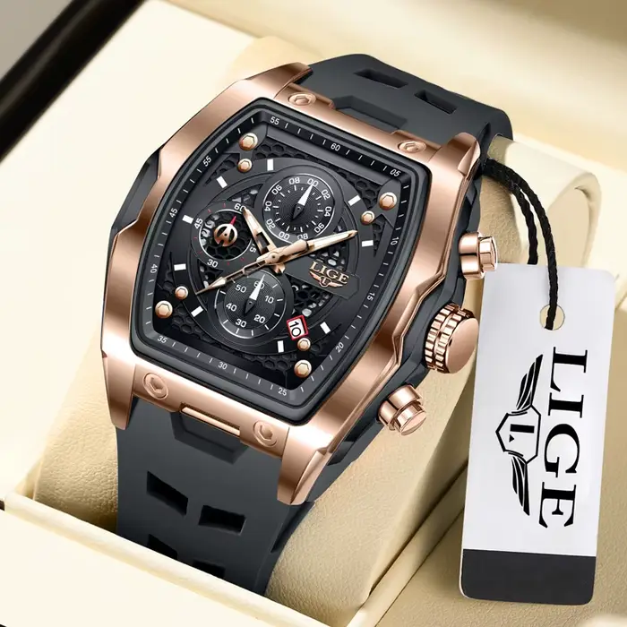 LIGE montre d'affaires pour hommes étanche chronographe lumineux Date mouvement à Quartz bracelet en