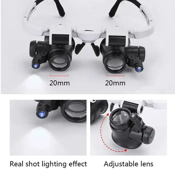 2XLED montre bijoutier réparation Loupe bandeau monté sur la tête