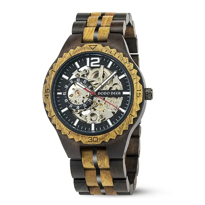 Montre mécanique homme DODO DEER en bois avec mouvement automatique pour cadeaux d'anniversaire et mariage occassions spéciales