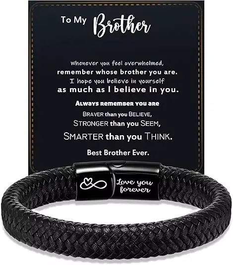 Bracelet en cuir en acier inoxydable de la Louisiane pour homme, bracelets pour mari, petit ami, fil