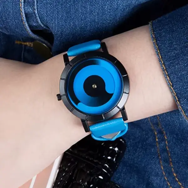 Montres-bracelets à quartz avec bracelet en cuir pour hommes et femmes