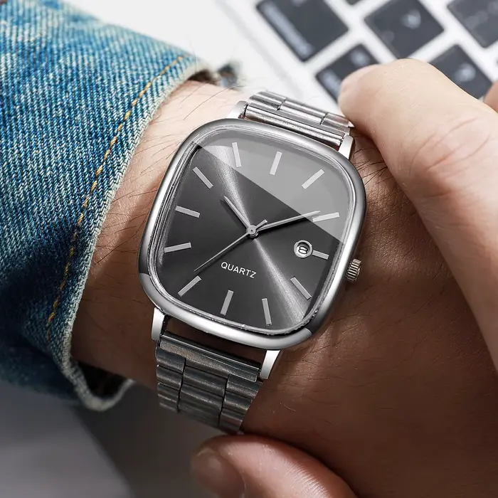 Montre homme yolako à quartz avec calendrier analogique, design carré et fermeture à crochet pour homme occassions spéciales