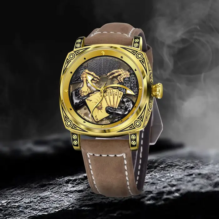 Montre Glenaw Poker Série Top en acier inoxydable pour homme résistante à l'eau et au choc mode et décontracté occasions spéciales et quotidiennes