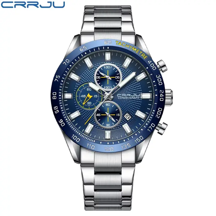 CRRJU-Montre de sport multifonction pour homme, montres-bracelets à quartz étanches, horloge de luxe