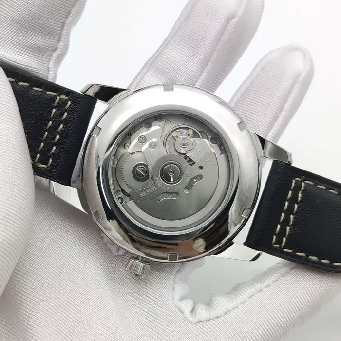 Montre mécanique automatique vintage homme bracelet en cuir noir résistance à l'eau boîtier en acier inoxydable élégance masculine occasionnels spéciaux