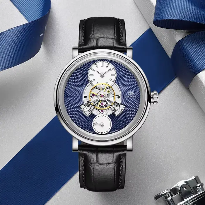 Montre mécanique pour homme Shanghai Watch THE BUND Collection automatique rotor central dôme céleste acier inoxydable cuir pour occasions spéciales