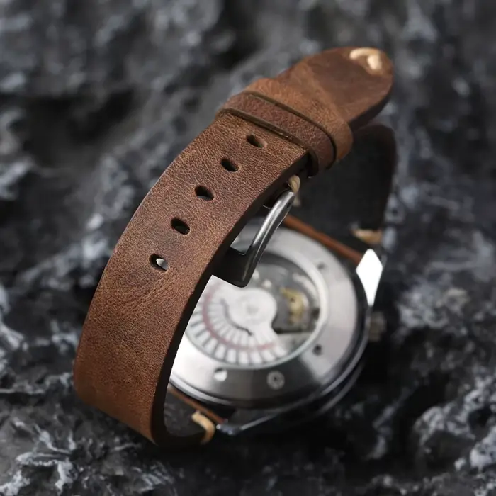 Bracelet de montre en cuir de vache de première couche vintage pour homme largeur 18 19 20 22 24mm occassions spéciales robuste et élégant