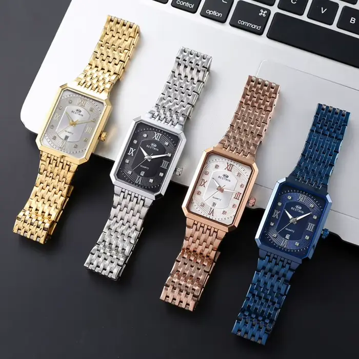 Carré Date 2025 hommes or montres or acier inoxydable