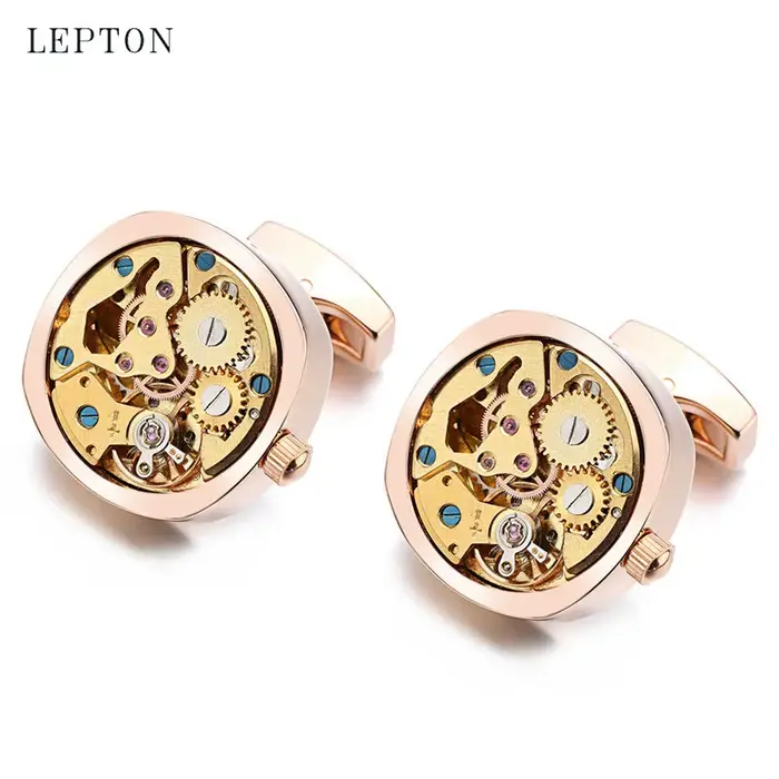 Boutons de manchette de mouvement de montre en or