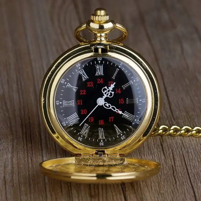 Montre de poche à Quartz en acier lisse, argent poli, cadran numérique Ruman, pendentif, chaîne, hor