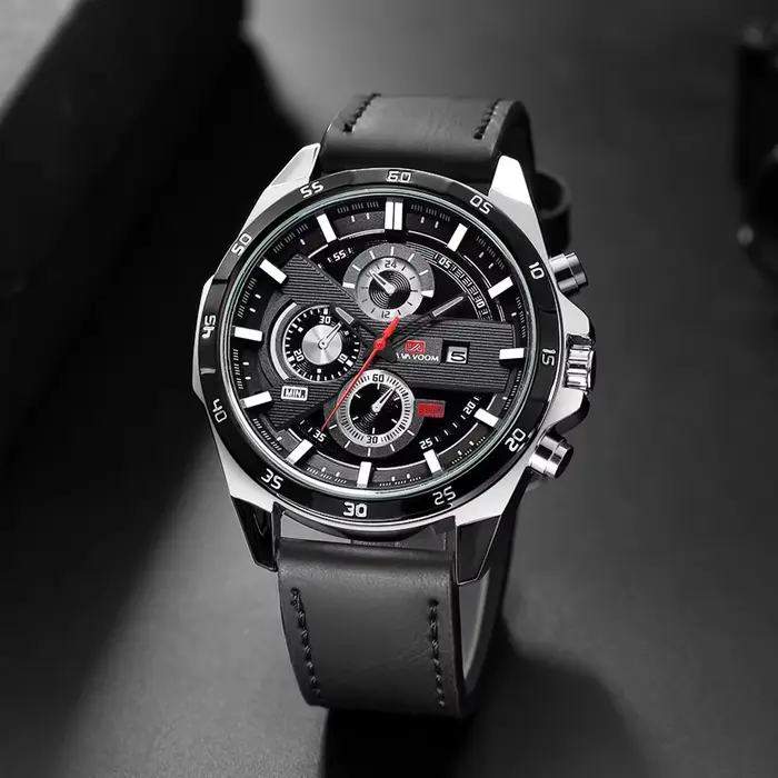 Montre à quartz en cuir pour homme, style sport, grand, décontracté, mode, original, noir, rose, or,