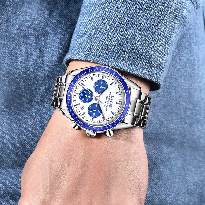 Montre à quartz étanche en acier inoxydable pour homme
