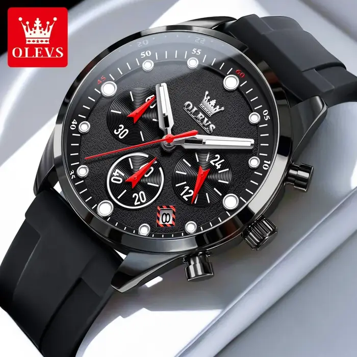 OLEVS 5602 montre de luxe pour hommes bracelet en Silicone étanche chronographe lumineux classique homme