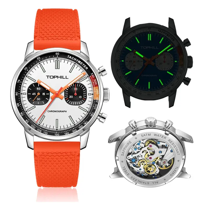 Montre mécanique TOPHILL Krasnochronographe édition limitée 1963 pour hommes, résistante à l'eau, avec mouvement SeaghydrST1901, bracelet en caoutchouc, pour occasions sportives et décontractées