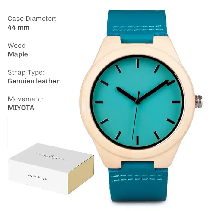 BOBO BIRD montre en bois pour hommes montres en bois naturel fabriquées à la main montre-bracelet à 