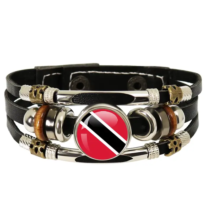 Bracelet en cuir noir tissé à la main
