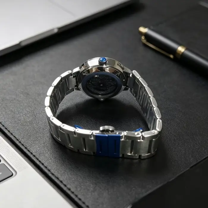 Montre mécanique automatique squelette haut de gamme pour homme