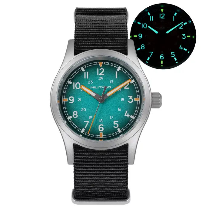 Montre à quartz Militado ML24 VH31, montre-bracelet à secondes glissantes, verre saphir bombé, lumin