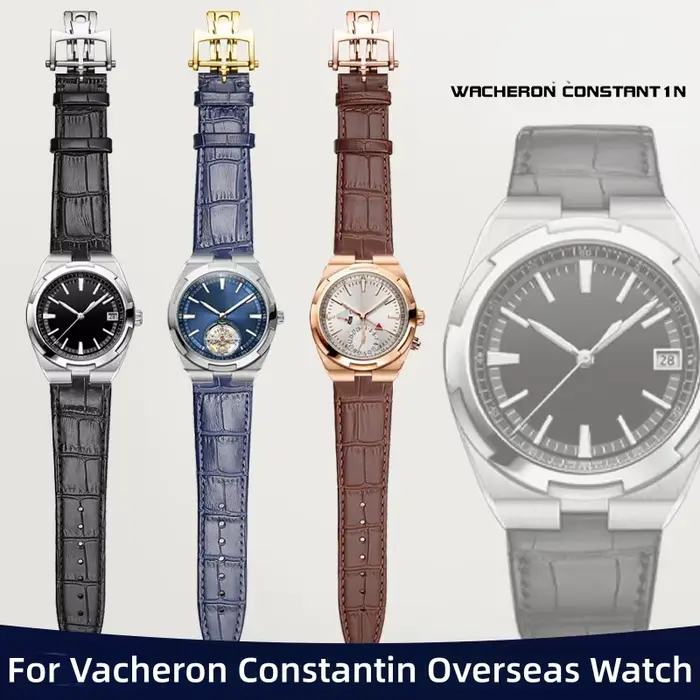 Bracelet en cuir de qualité supérieure adapté à Vacheron Constantin Overseas 4500V 5500V 7900V