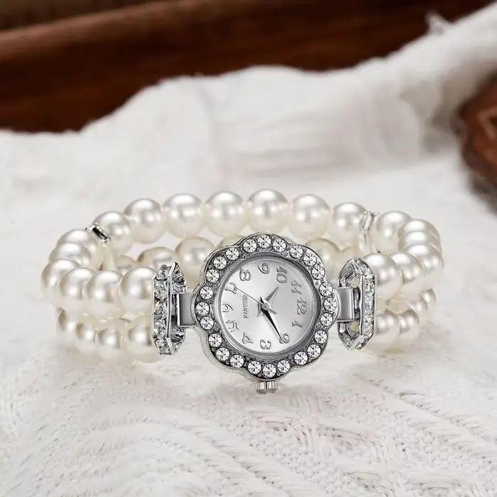 Montre élastique à double rangée de perles imitation, populaire chez GN Trade, montre numérique pour