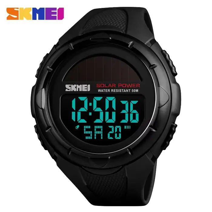 SKMEI 1405 solaire pour l'alimentation alarme environnementale mâle horloge reloj hombre hommes montres lumineuses